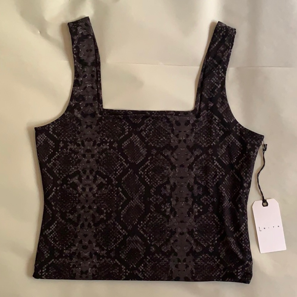 Leith Square neck snakeskin print tank